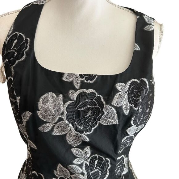 Prabal Gurung Black Floral Jacquard Flare Dress Size 8 - Picture 5 of 9